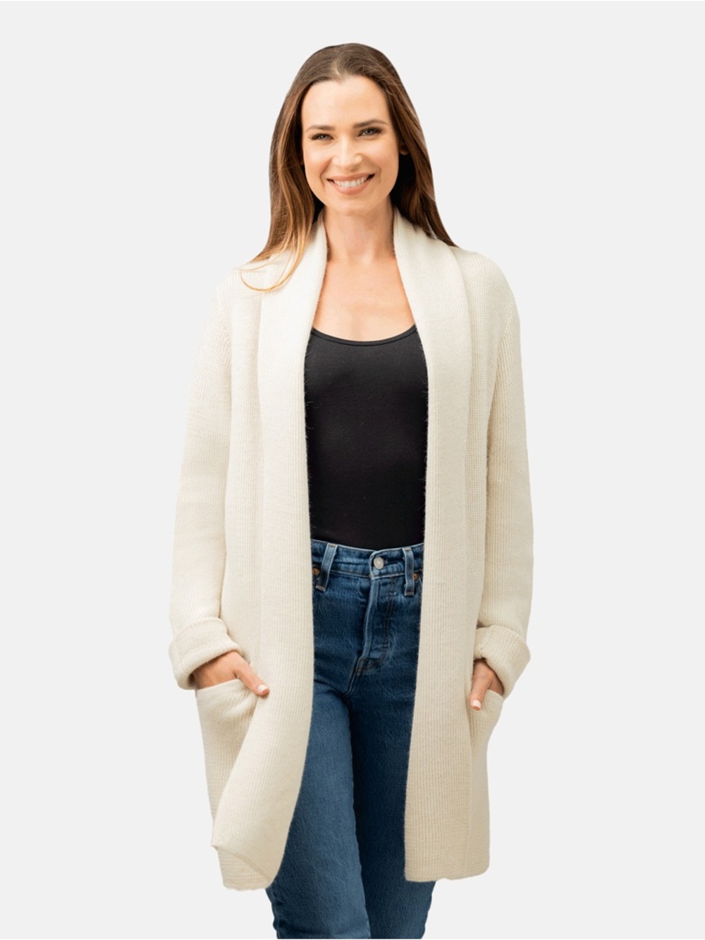 Simply Natural Jena Alpaca blend Long Cardigan- One Size-Warm-Made to Last